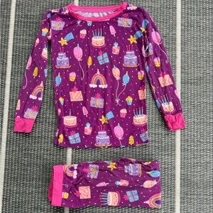 Little Sleepies Purple Birthday Wishes Bamboo Viscose Two Piece Pajama Set, 3T
